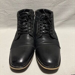 Steve Madden Men's Jotter Combat Ankle Leather Boots, Size 13 Black Lace Up Zipp